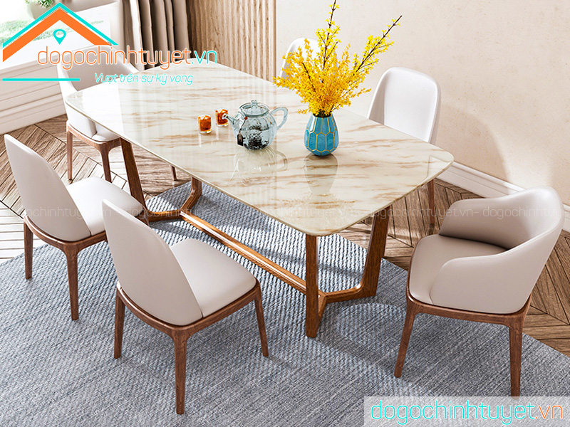 Bàn ăn gỗ Sồi Nga mặt đá Grace ở Thái Bình